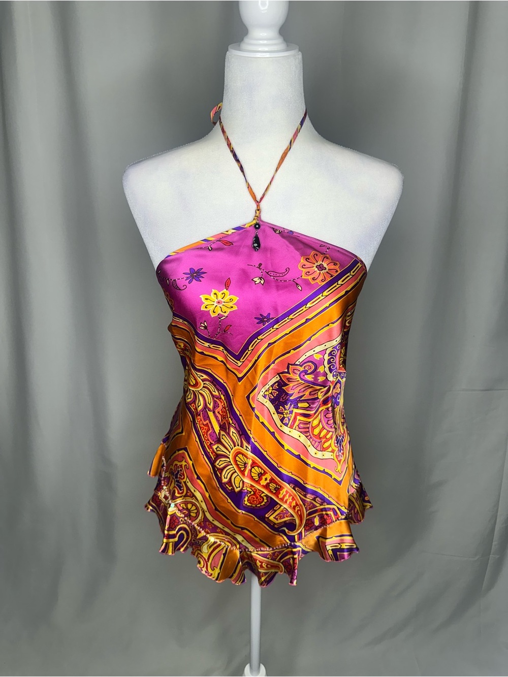 Women’s Pink & Orange Halter Scarf Top